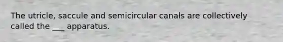 The utricle, saccule and semicircular canals are collectively called the ___ apparatus.