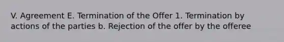 V. Agreement E. Termination of the Offer 1. Termination by actions of the parties b. Rejection of the offer by the offeree