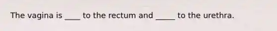 The vagina is ____ to the rectum and _____ to the urethra.