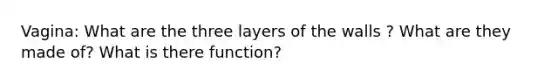 Vagina: What are the three layers of the walls ? What are they made of? What is there function?