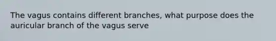 The vagus contains different branches, what purpose does the auricular branch of the vagus serve