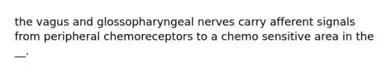 the vagus and glossopharyngeal nerves carry afferent signals from peripheral chemoreceptors to a chemo sensitive area in the __.