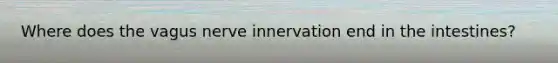 Where does the vagus nerve innervation end in the intestines?