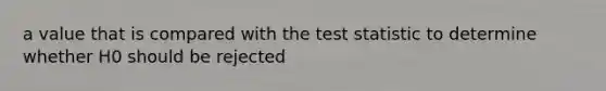 a value that is compared with the test statistic to determine whether H0 should be rejected