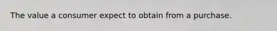 The value a consumer expect to obtain from a purchase.