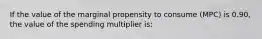 If the value of the marginal propensity to consume (MPC) is 0.90, the value of the spending multiplier is: