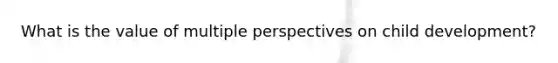 What is the value of multiple perspectives on child development?