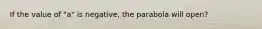 If the value of "a" is negative, the parabola will open?