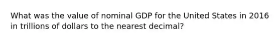 What was the value of nominal GDP for the United States in 2016 in trillions of dollars to the nearest decimal?