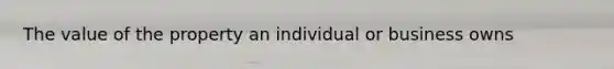 The value of the property an individual or business owns