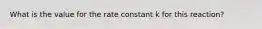 What is the value for the rate constant k for this reaction?