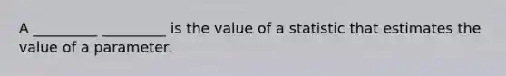 A _________ _________ is the value of a statistic that estimates the value of a parameter.