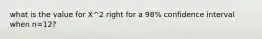 what is the value for X^2 right for a 98% confidence interval when n=12?