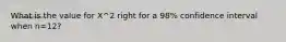 What is the value for X^2 right for a 98% confidence interval when n=12?