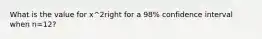 What is the value for x^2right for a 98% confidence interval when n=12?