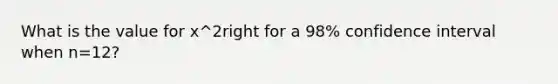 What is the value for x^2right for a 98% confidence interval when n=12?