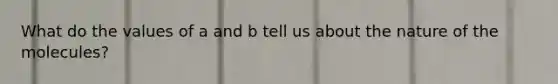 What do the values of a and b tell us about the nature of the molecules?