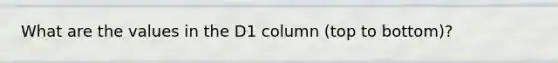 What are the values in the D1 column (top to bottom)?