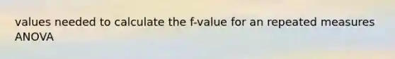 values needed to calculate the f-value for an repeated measures ANOVA