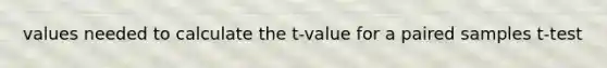 values needed to calculate the t-value for a paired samples t-test