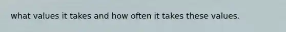 what values it takes and how often it takes these values.