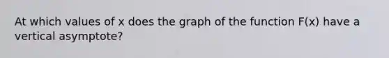 At which values of x does the graph of the function F(x) have a vertical asymptote?