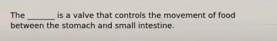 The _______ is a valve that controls the movement of food between the stomach and small intestine.