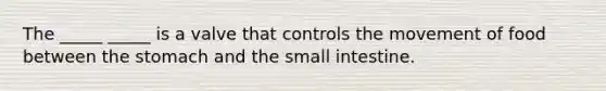 The _____ _____ is a valve that controls the movement of food between the stomach and the small intestine.