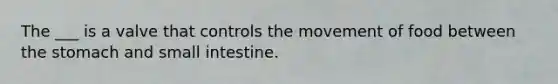 The ___ is a valve that controls the movement of food between the stomach and small intestine.