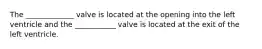 The _____________ valve is located at the opening into the left ventricle and the ___________ valve is located at the exit of the left ventricle.