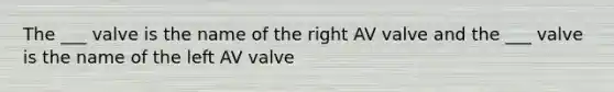 The ___ valve is the name of the right AV valve and the ___ valve is the name of the left AV valve