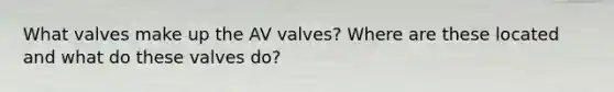 What valves make up the AV valves? Where are these located and what do these valves do?