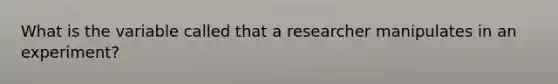 What is the variable called that a researcher manipulates in an experiment?