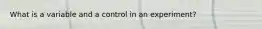 What is a variable and a control in an experiment?