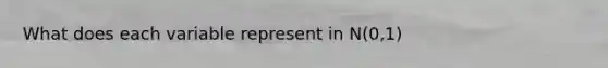 What does each variable represent in N(0,1)