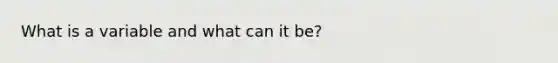 What is a variable and what can it be?