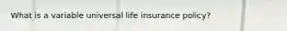 What is a variable universal life insurance policy?