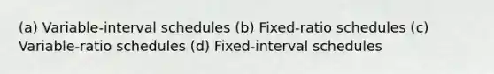 (a) Variable-interval schedules (b) Fixed-ratio schedules (c) Variable-ratio schedules (d) Fixed-interval schedules