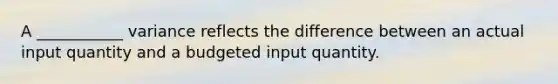 A ___________ variance reflects the difference between an actual input quantity and a budgeted input quantity.