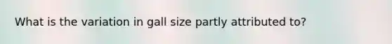 What is the variation in gall size partly attributed to?