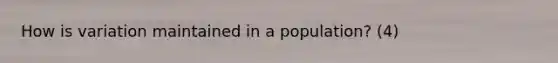 How is variation maintained in a population? (4)