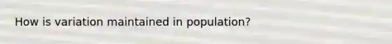 How is variation maintained in population?