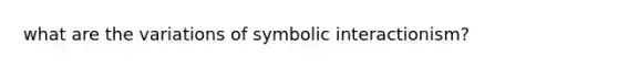 what are the variations of symbolic interactionism?