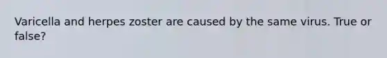 Varicella and herpes zoster are caused by the same virus. True or false?