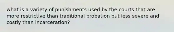 what is a variety of punishments used by the courts that are more restrictive than traditional probation but less severe and costly than incarceration?