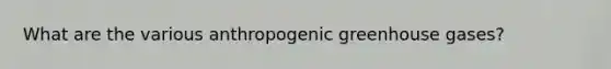 What are the various anthropogenic greenhouse gases?