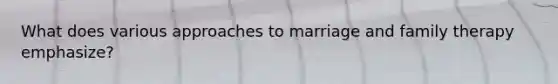What does various approaches to marriage and family therapy emphasize?
