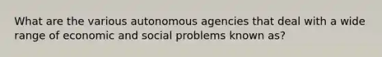 What are the various autonomous agencies that deal with a wide range of economic and social problems known​ as?