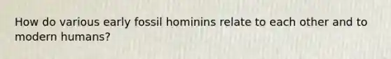 How do various early fossil hominins relate to each other and to modern humans?