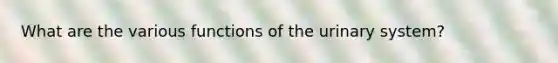 What are the various functions of the urinary system?